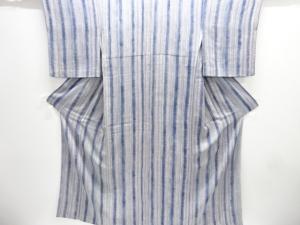 縞に草葉模様小紋着物